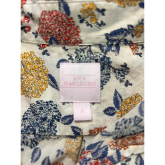 Ann Mashburn Womens Floral Button-Up Shirt Cotton Long Sleeve Small - Picture 4 of 5